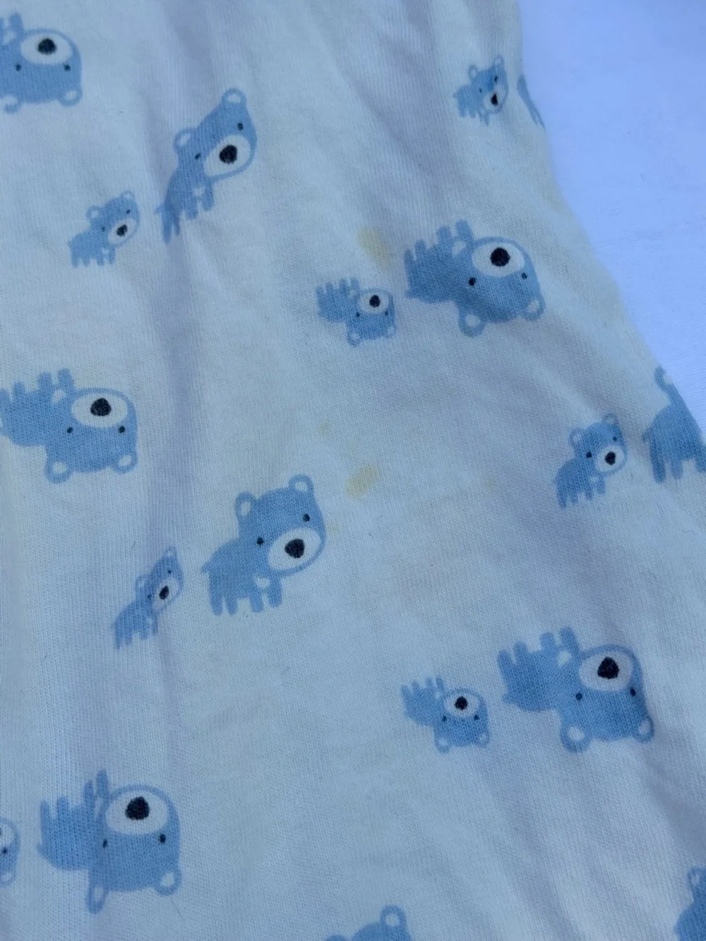 0-3MTH Gerber Cream and Light Blue Footed One-Piece with Animal Print